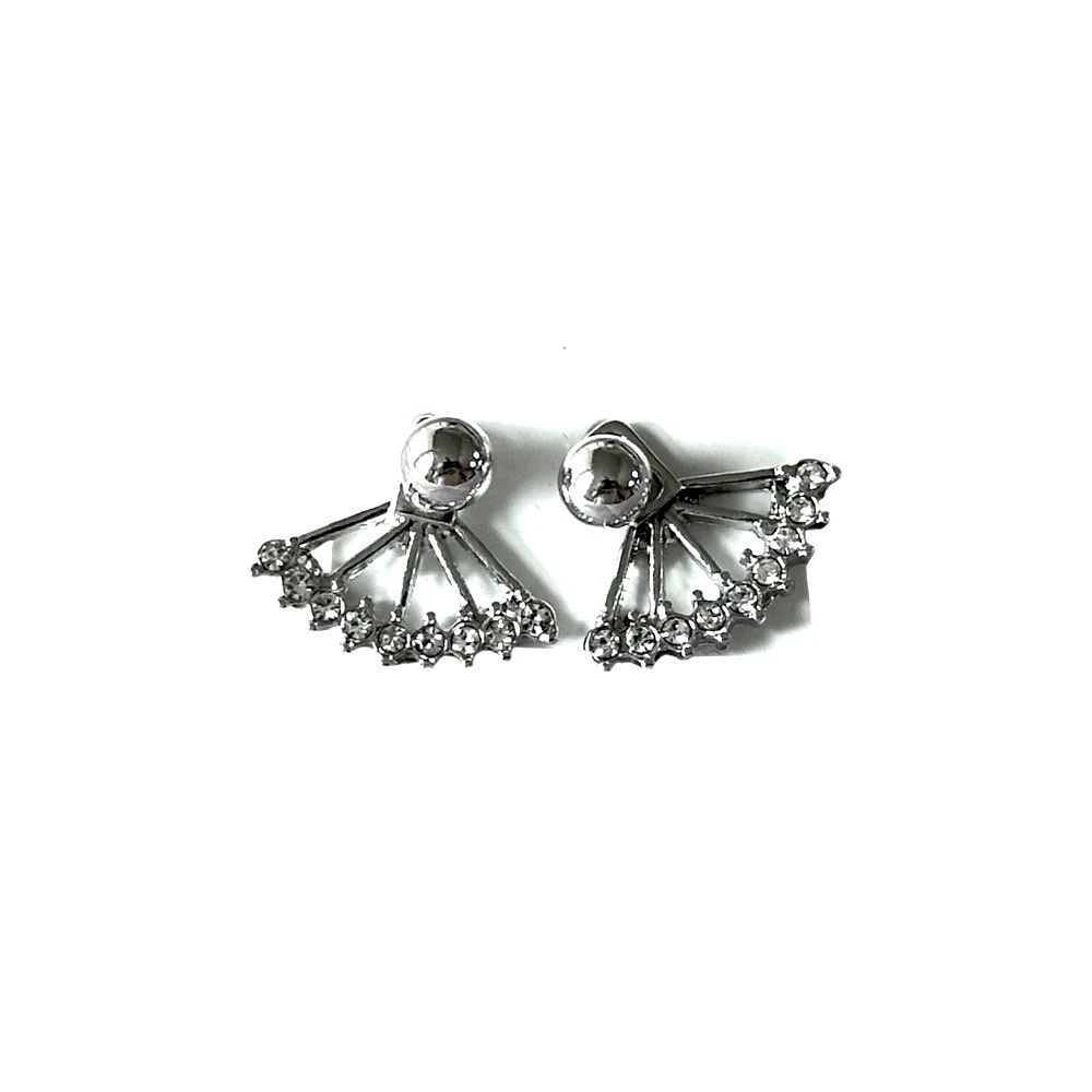 AVON rhinestone vintage silver tone jacket stud earrings 1/2 inch